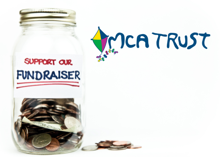 Fundraising coin jar and MCA Trust logo - Blog Thumbnail